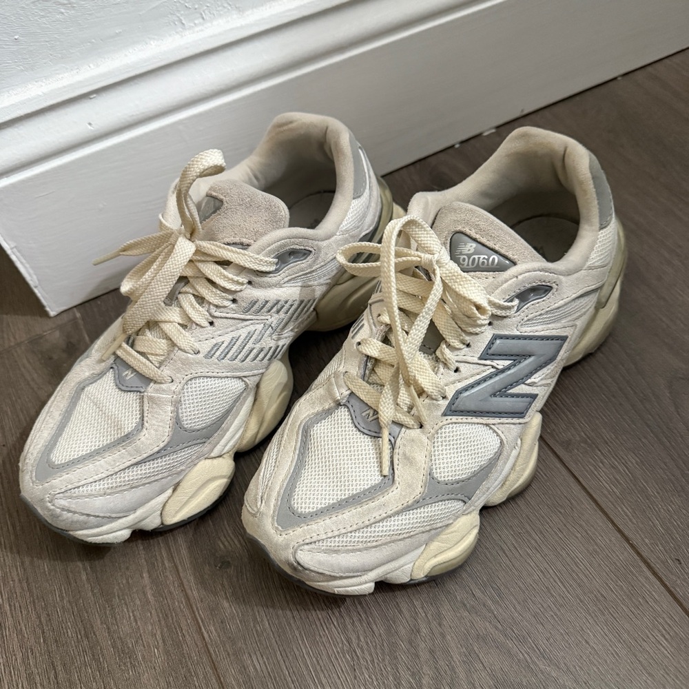 New Balance Beige and Light Gray Sneakers